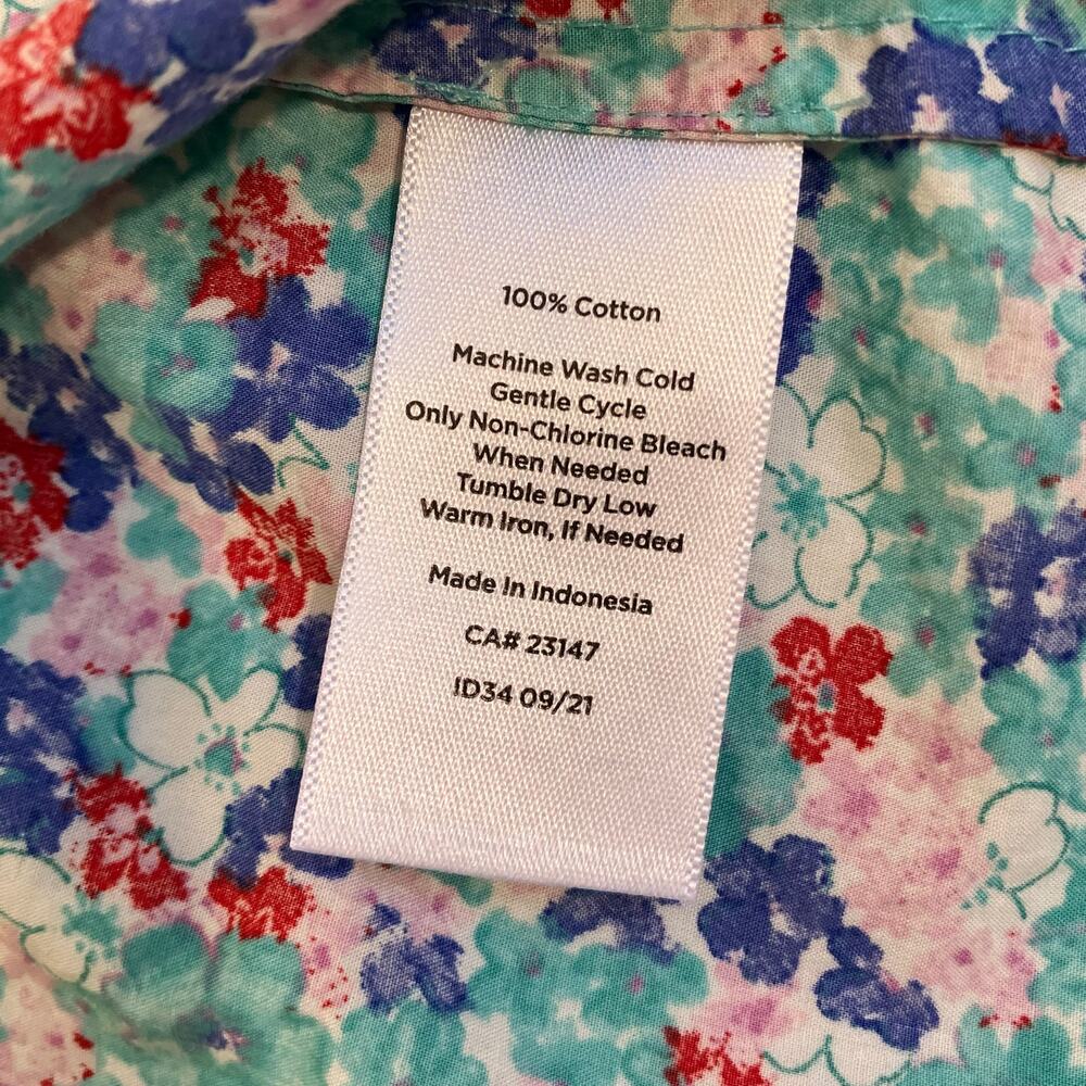 Talbots Sz XL Poplin Cotton Button-front Shirt in Lovely Ditsy Floral Print - Picture 14 of 16